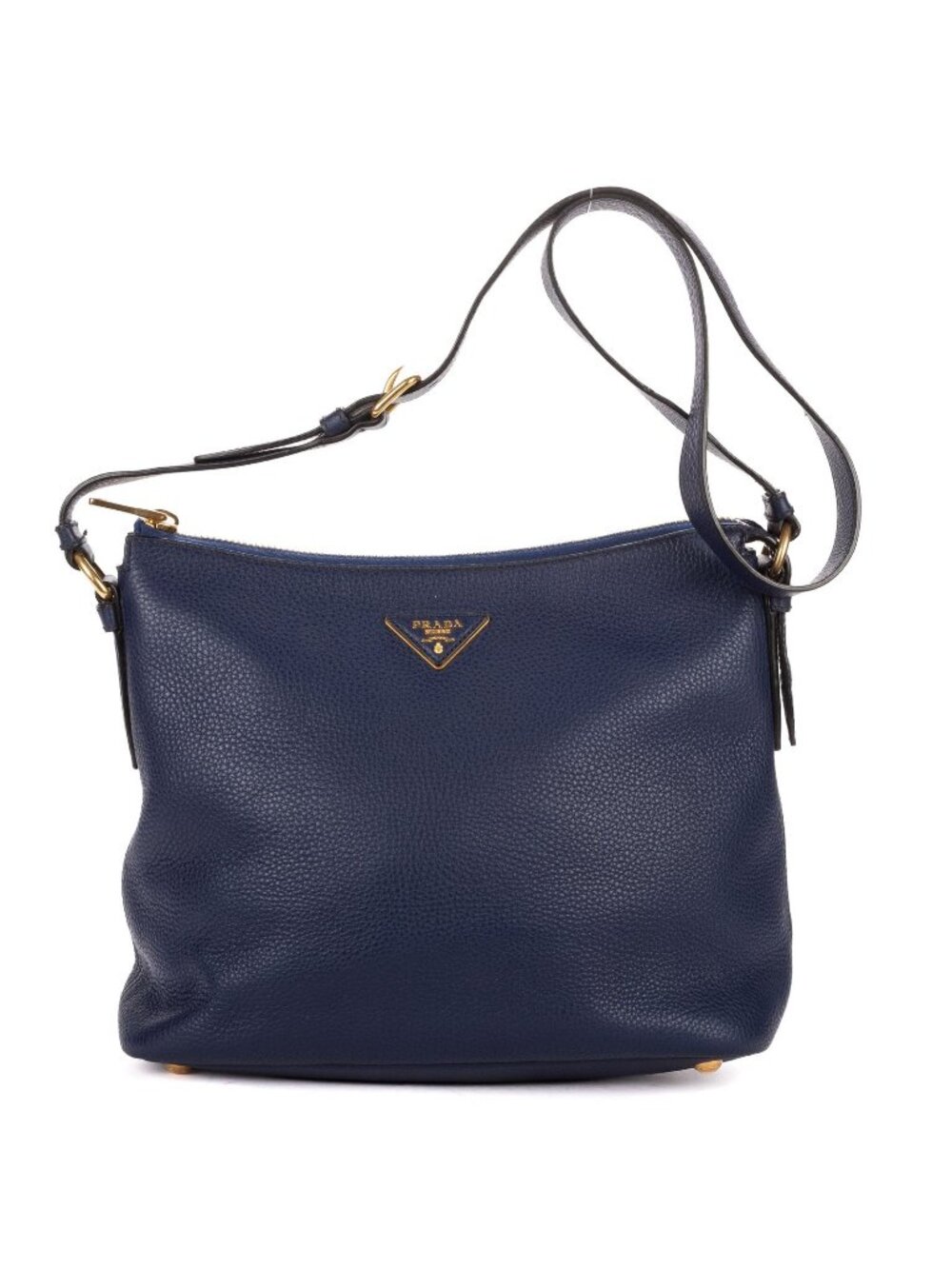 Prada Foldover Flap Bag Crossbody Navy Vitello Daino
